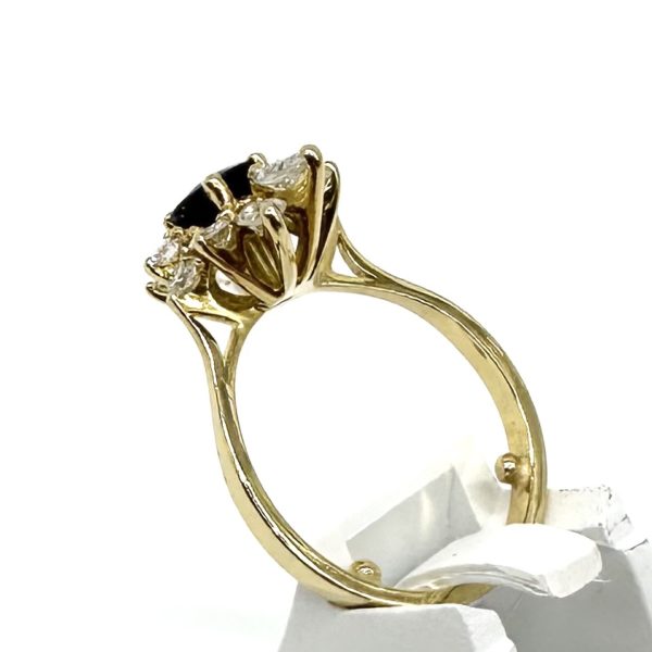 Bague or jaune marguerite saphir et diamants – Image 4
