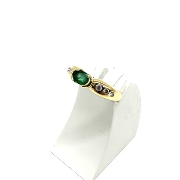 Bague jonc or jaune, émeraude et diamants – Image 6