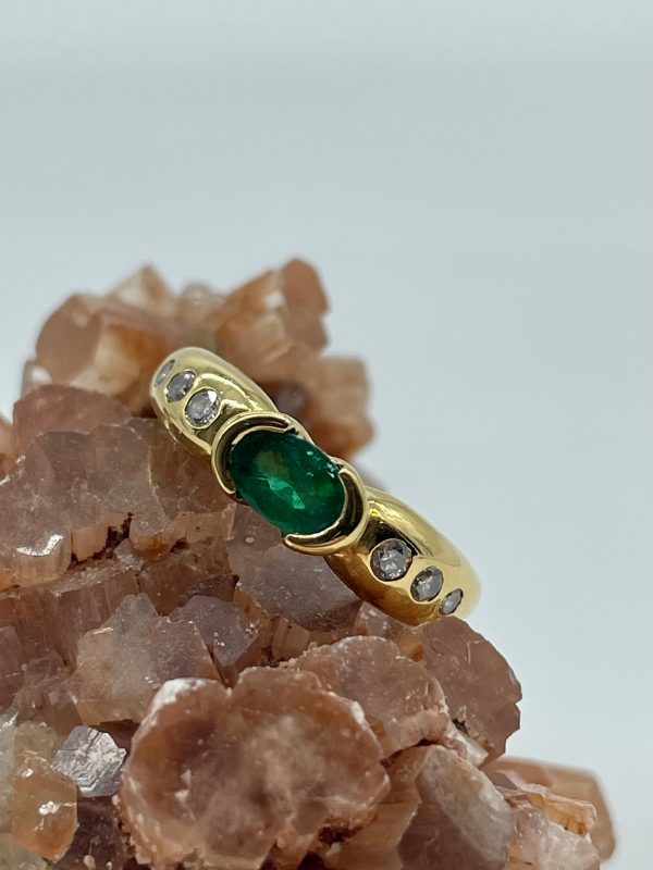 bijou occasion bijouterie frot guilde or 750 jaune bague émeraude diamants