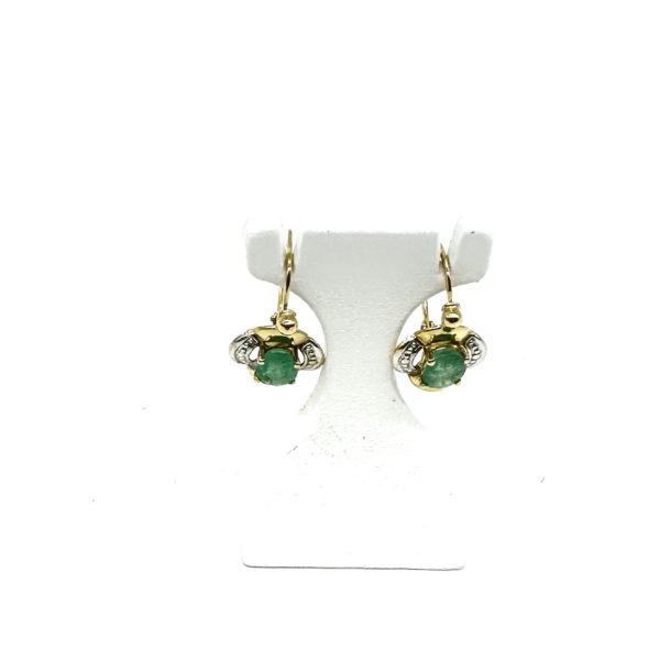 Boucles d'oreilles dormeuses bicolores émeraude – Image 3