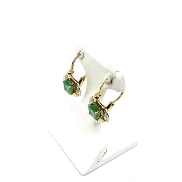 Boucles d'oreilles dormeuses bicolores émeraude – Image 4