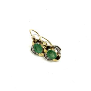 Boucles d'oreilles dormeuses bicolores émeraude