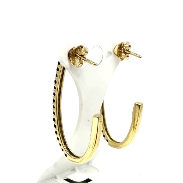 Boucles d'oreilles demi créoles or jaune et saphirs – Image 5
