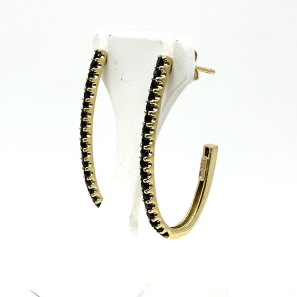 Boucles d'oreilles demi créoles or jaune et saphirs – Image 4