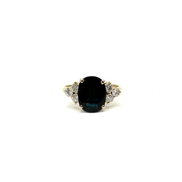 Bague or jaune, saphir et diamants – Image 3