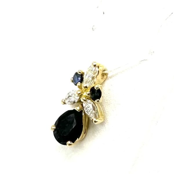 bijou occasion or jaune 750 millièmes 18 carats bijouterie frot guilde pendentif saphir diamant