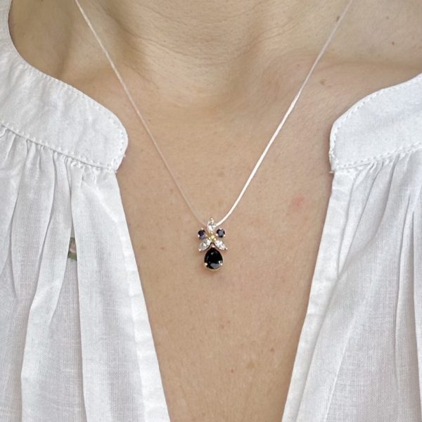 bijou occasion or jaune 750 millièmes 18 carats bijouterie frot guilde pendentif saphir diamant