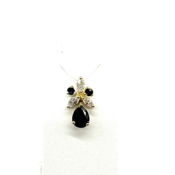 bijou occasion or jaune 750 millièmes 18 carats bijouterie frot guilde pendentif saphir diamant