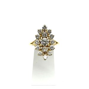 Bague marquise or jaune et diamants