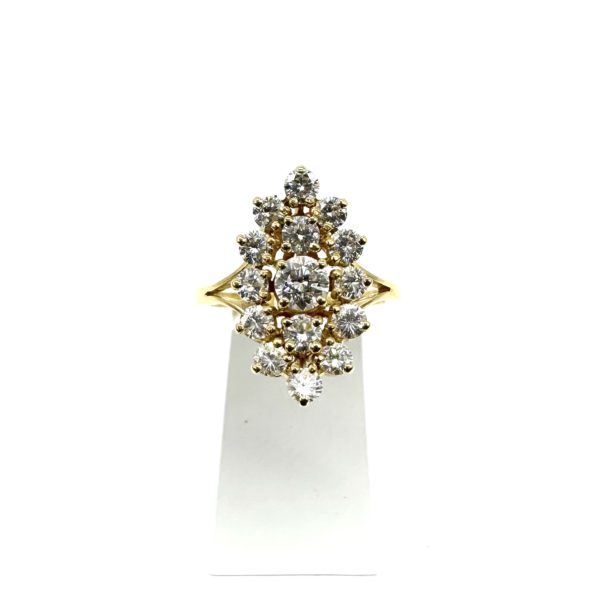 Bague marquise or jaune et diamants