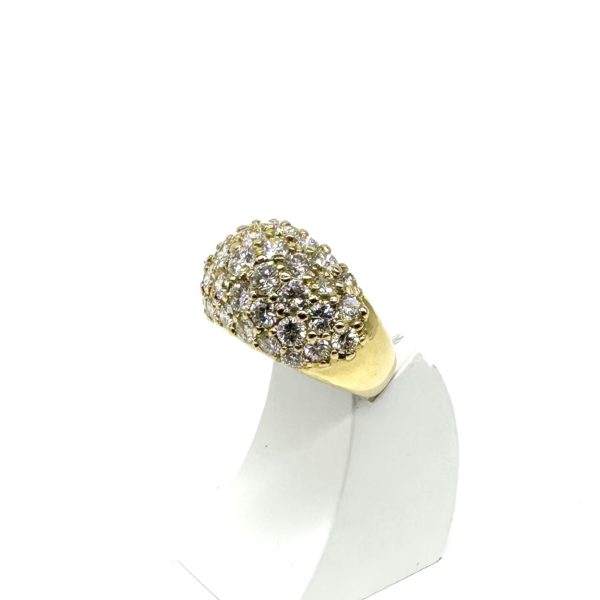 Bague jonc volume or jaune et pavage diamants – Image 4