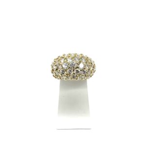 Bague jonc volume or jaune et pavage diamants