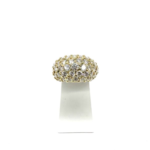 Bague jonc volume or jaune et pavage diamants