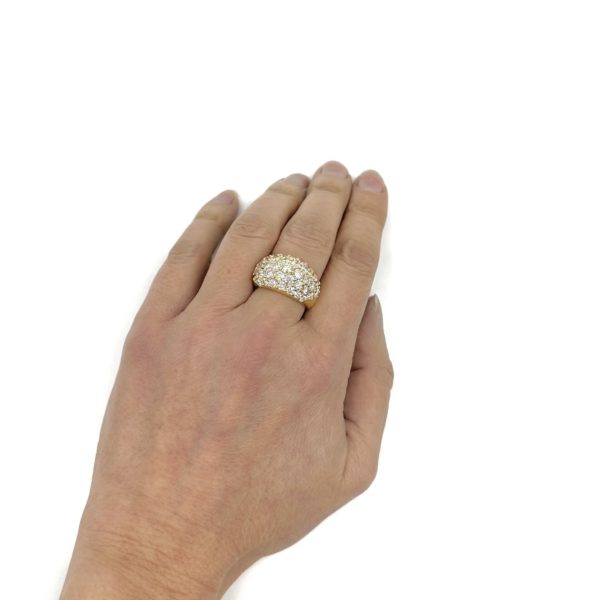 Bague jonc volume or jaune et pavage diamants – Image 6