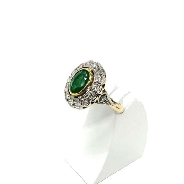 Bague bicolore émeraude et diamants – Image 3
