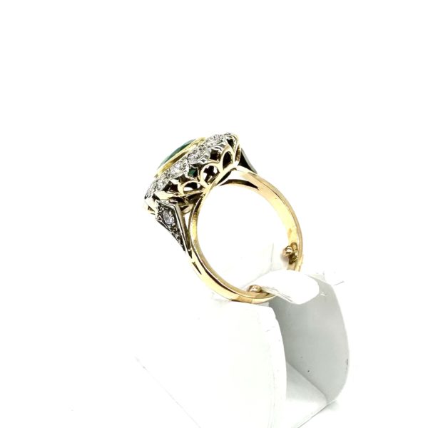 Bague bicolore émeraude et diamants – Image 4
