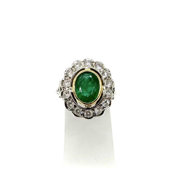 Bague bicolore émeraude et diamants