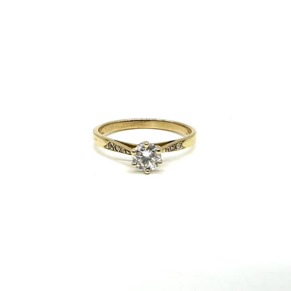 bijou occasion or jaune 750 millièmes 18 carats bijouterie frot guilde bague solitaire accompagné diamant