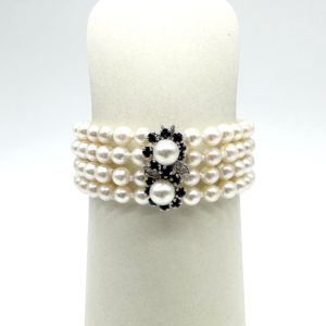 bijou occasion or blanc 750 millièmes 18 carats bijouterie frot guilde bracelet perle culture saphir diamant