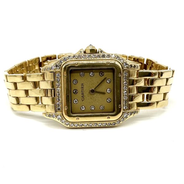 bijou occasion or jaune 750 millièmes 18 carats bijouterie frot guilde montre diamants femme panthère cartier