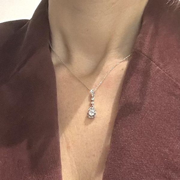 bijou occasion bijouterie frot guilde or 750 blanc pendentif diamants ancien