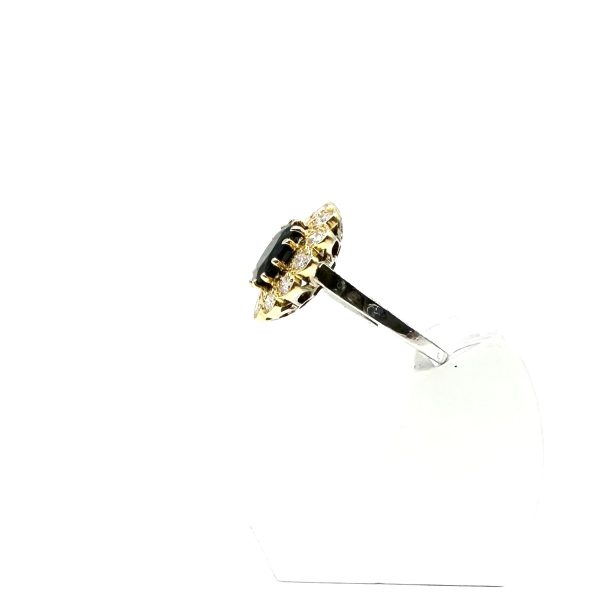 bijou occasion bijouterie frot guilde or 750 jaune bague blanc saphir diamants bicolore