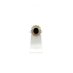 bijou occasion bijouterie frot guilde or 750 jaune bague blanc saphir diamants bicolore