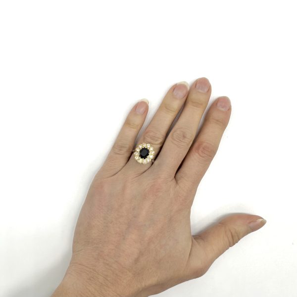 bijou occasion bijouterie frot guilde or 750 jaune bague blanc saphir diamants bicolore