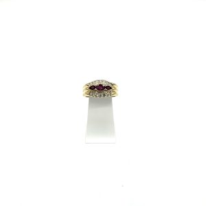 bijou occasion bijouterie frot guilde or 750 jaune bague diamants rubis