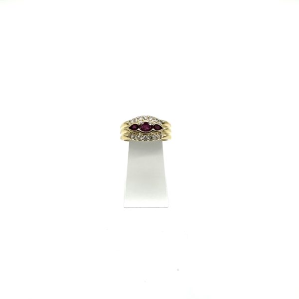bijou occasion bijouterie frot guilde or 750 jaune bague diamants rubis