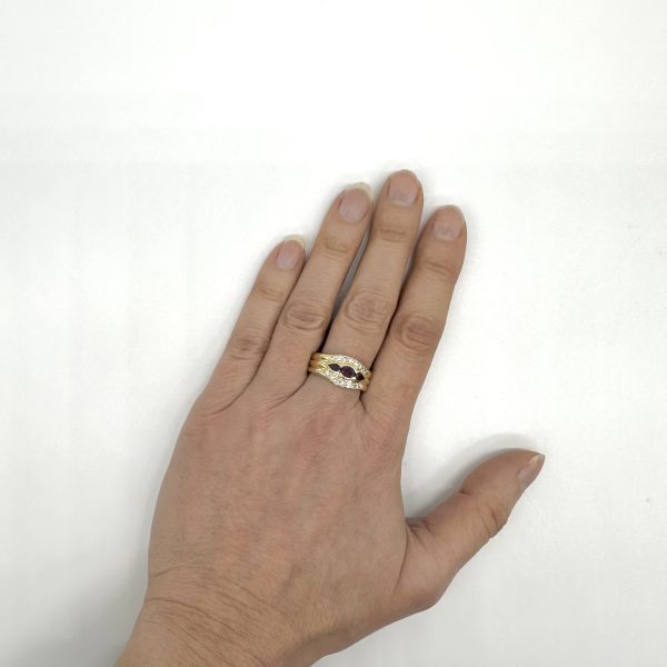 bijou occasion bijouterie frot guilde or 750 jaune bague diamants rubis