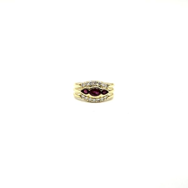 bijou occasion bijouterie frot guilde or 750 jaune bague diamants rubis