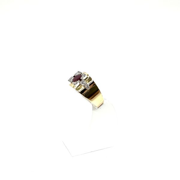 bijou occasion bijouterie frot guilde or 750 jaune bague volume platine rubis diamants