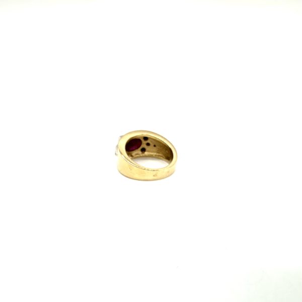 bijou occasion bijouterie frot guilde or 750 jaune bague volume platine rubis diamants