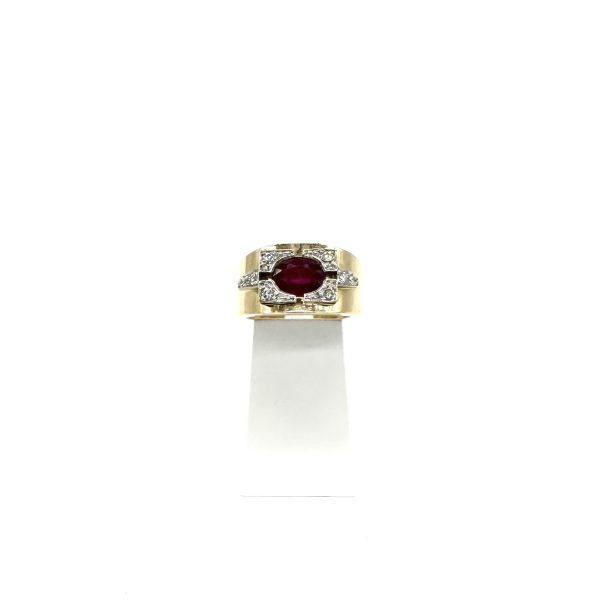 bijou occasion bijouterie frot guilde or 750 jaune bague volume platine rubis diamants