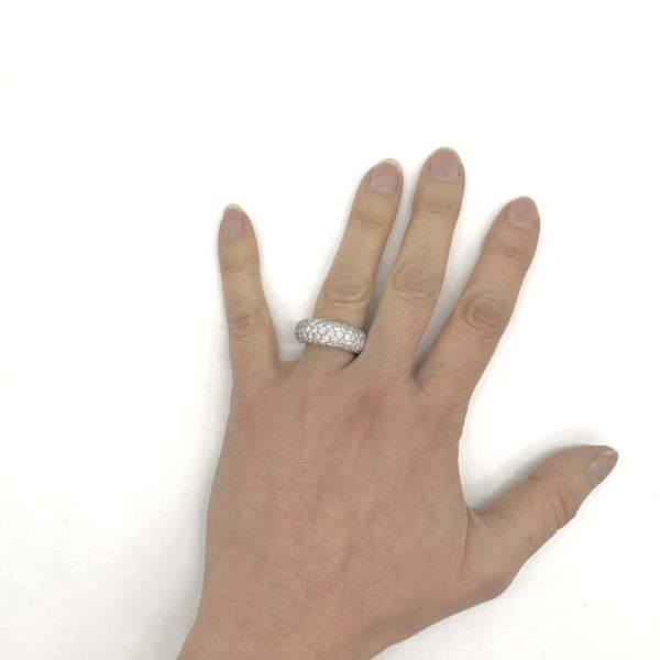 bijou occasion bijouterie frot guilde or 750 blanc bague jonc pavage diamants
