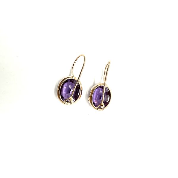 bijou occasion bijouterie frot guilde or 750 rose boucles d oreilles corindon synthétique