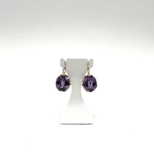 bijou occasion bijouterie frot guilde or 750 rose boucles d oreilles corindon synthétique