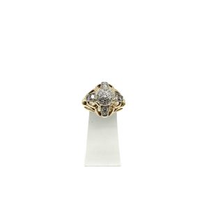 bijou occasion bijouterie frot guilde or 750 jaune platine bague dôme diamants