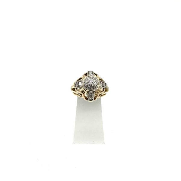 bijou occasion bijouterie frot guilde or 750 jaune platine bague dôme diamants