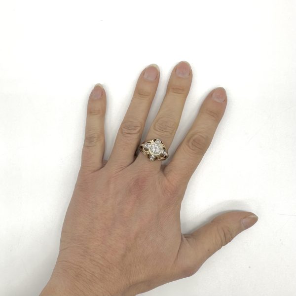 bijou occasion bijouterie frot guilde or 750 jaune platine bague dôme diamants