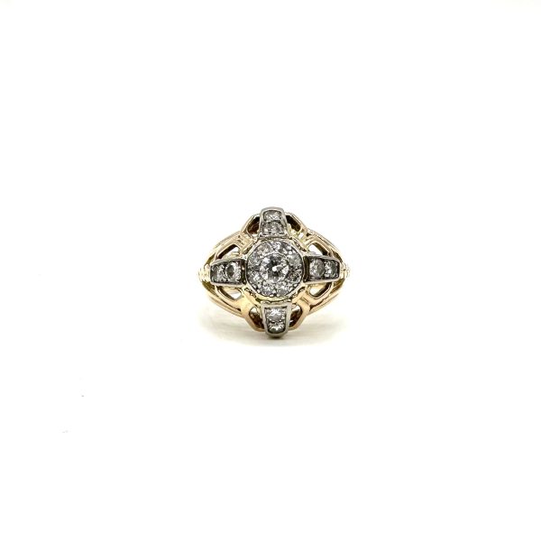 bijou occasion bijouterie frot guilde or 750 jaune platine bague dôme diamants