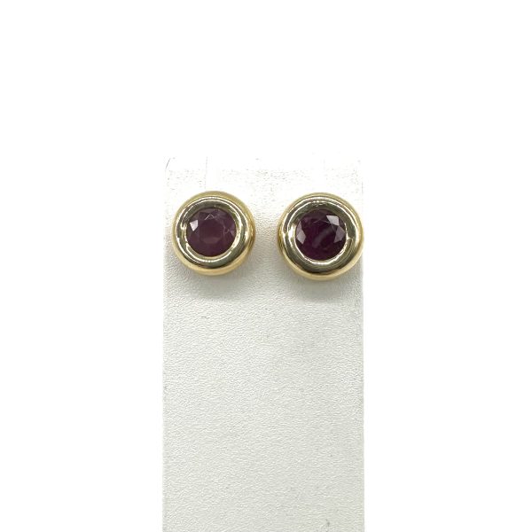 bijou occasion bijouterie frot guilde 18 carats 750 millièmes boucles oreilles or jaune rubis