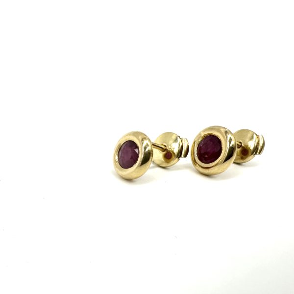 bijou occasion bijouterie frot guilde 18 carats 750 millièmes boucles oreilles or jaune rubis