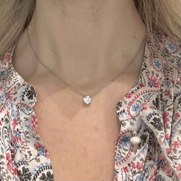 bijou occasion bijouterie frot guilde collier or blanc 750 18 carats collier solitaire diamant