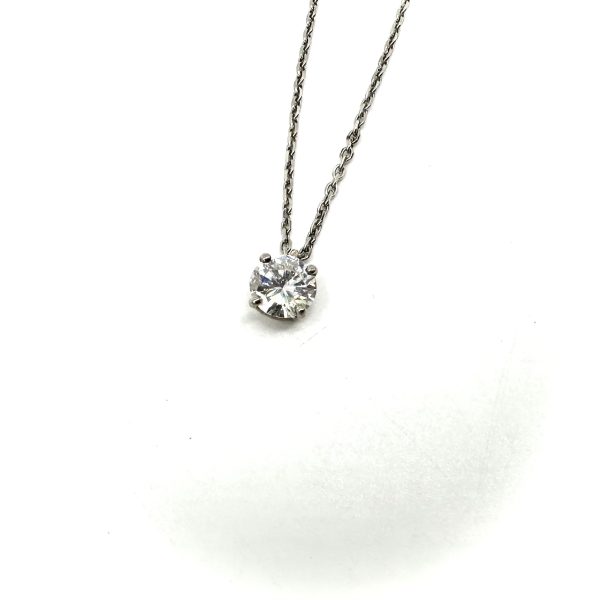 bijou occasion bijouterie frot guilde collier or blanc 750 18 carats collier solitaire diamant