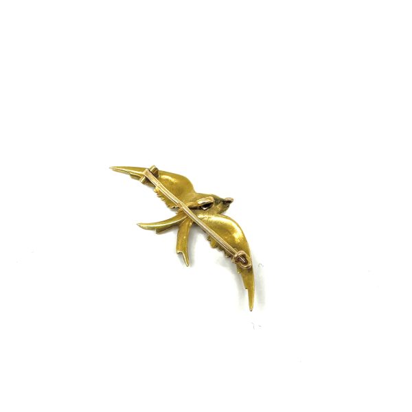 bijou occasion bijouterie frot guilde or jaune 750 18 carats broche hirondelle