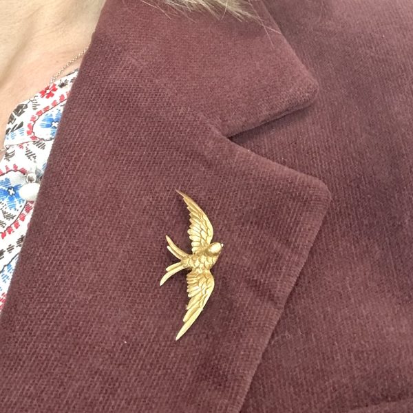 bijou occasion bijouterie frot guilde or jaune 750 18 carats broche hirondelle