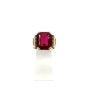 bijou occasion bijouterie frot guilde bague or jaune corindon synthétique