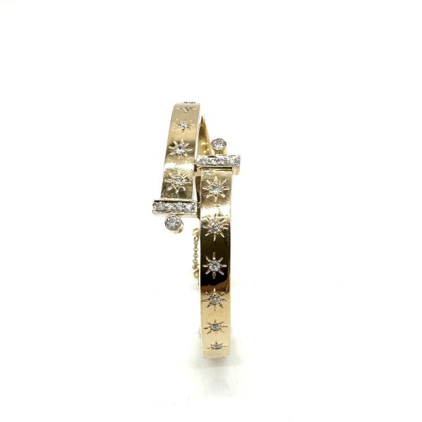 bijou occasion bijouterie frot guilde 18 carats 750 millièmes bracelet jonc ouvrant diamants